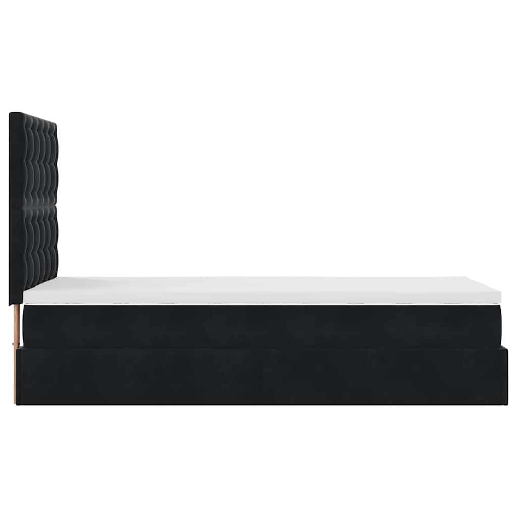 vidaXL Lit ottoman avec matelas et LED Noir 80x200 cm Velours