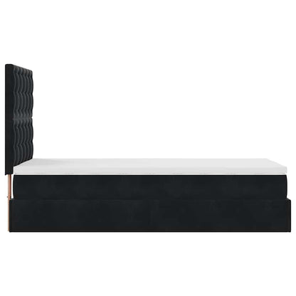 vidaXL Lit ottoman avec matelas et LED Noir 80x200 cm Velours