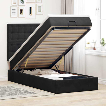 vidaXL Lit ottoman avec matelas et LED Noir 80x200 cm Velours
