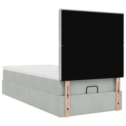 vidaXL Ottoman-Bett mit Matratzen & LEDs Hellgrau 90x190 cm Samt