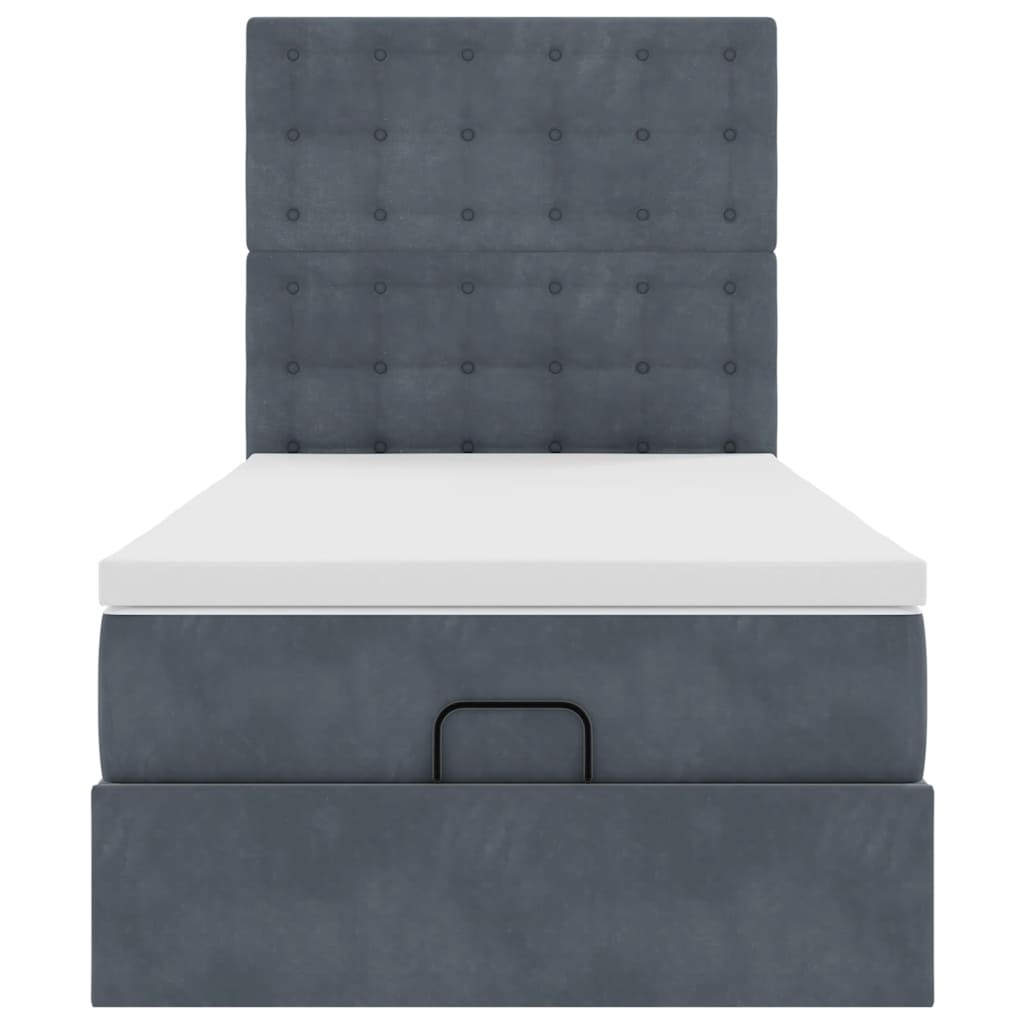 vidaXL Ottoman-Bett mit Matratzen & LEDs Dunkelgrau 90x190 cm Samt