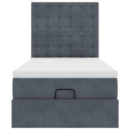 vidaXL Ottoman-Bett mit Matratzen & LEDs Dunkelgrau 90x190 cm Samt