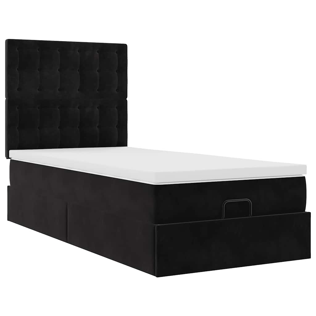 vidaXL Lit ottoman avec matelas et LED Noir 90x190 cm Velours