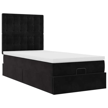 vidaXL Lit ottoman avec matelas et LED Noir 90x190 cm Velours