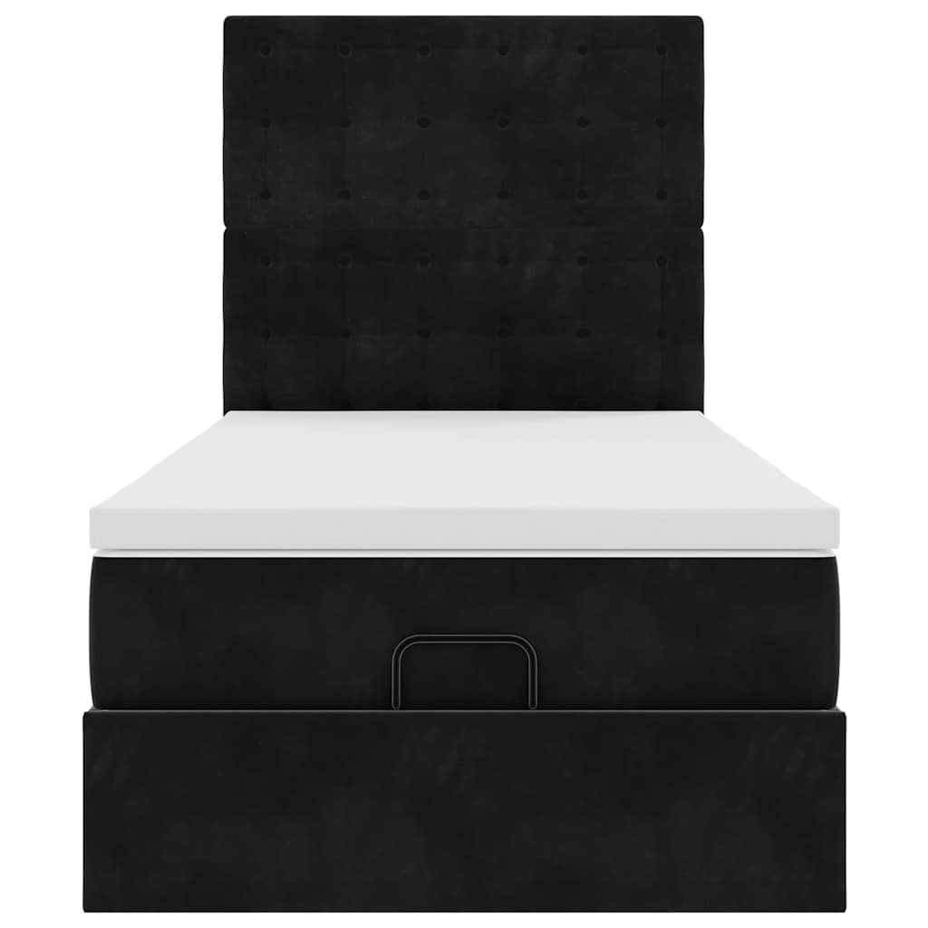 vidaXL Lit ottoman avec matelas et LED Noir 90x190 cm Velours