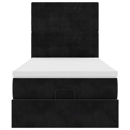vidaXL Lit ottoman avec matelas et LED Noir 90x190 cm Velours