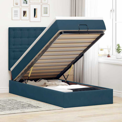 vidaXL Lit Ottoman avec matelas et LED Bleu foncé 90x190 cm Velours