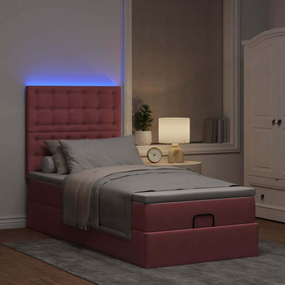 vidaXL Lit-coffre avec matelas et LED Rose 90x190 cm Velours
