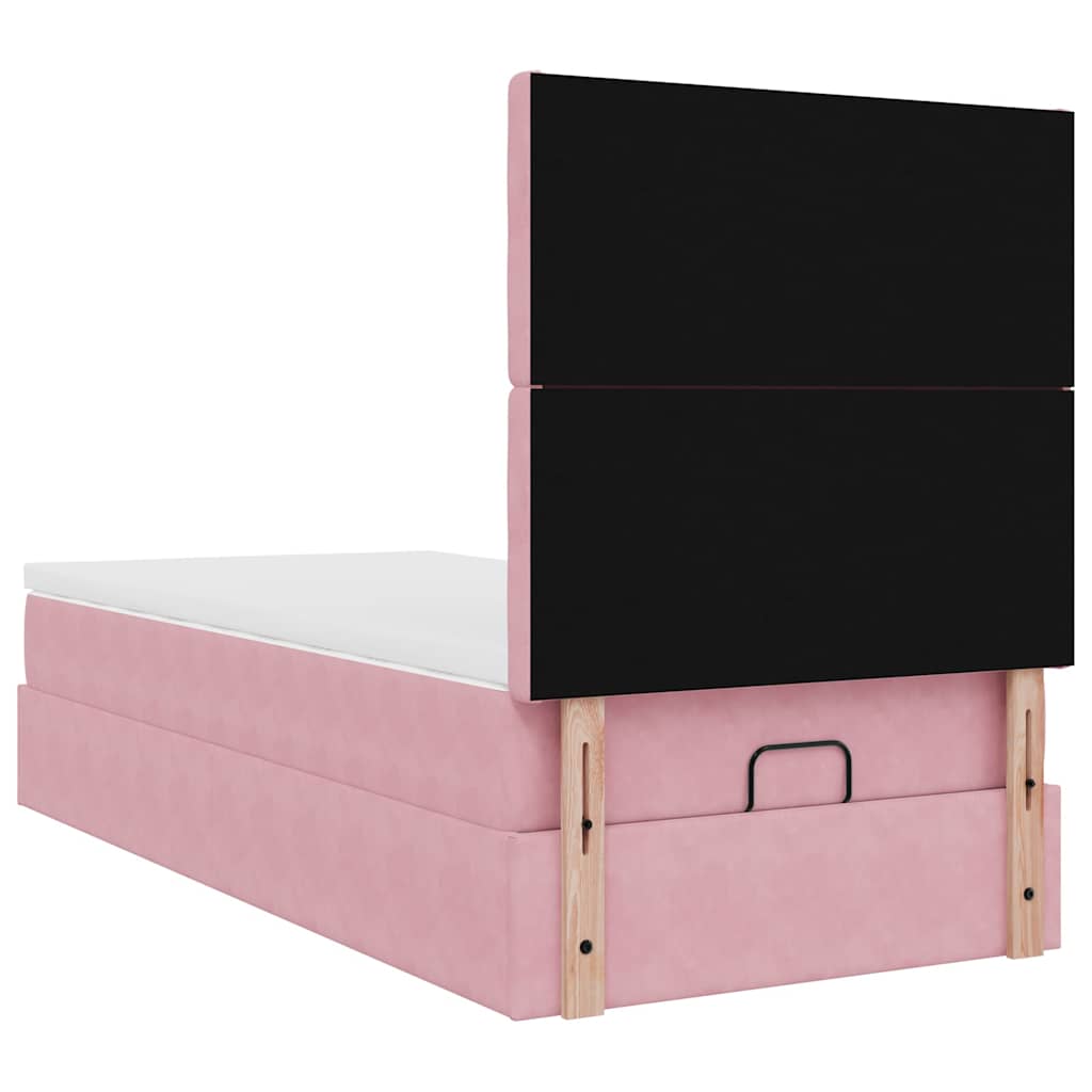 vidaXL Lit-coffre avec matelas et LED Rose 90x190 cm Velours