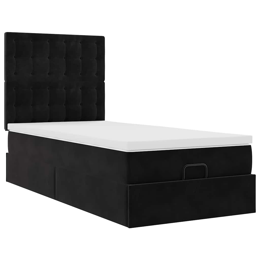 vidaXL Lit-coffre avec matelas et LED Noir 90x200 cm Velours
