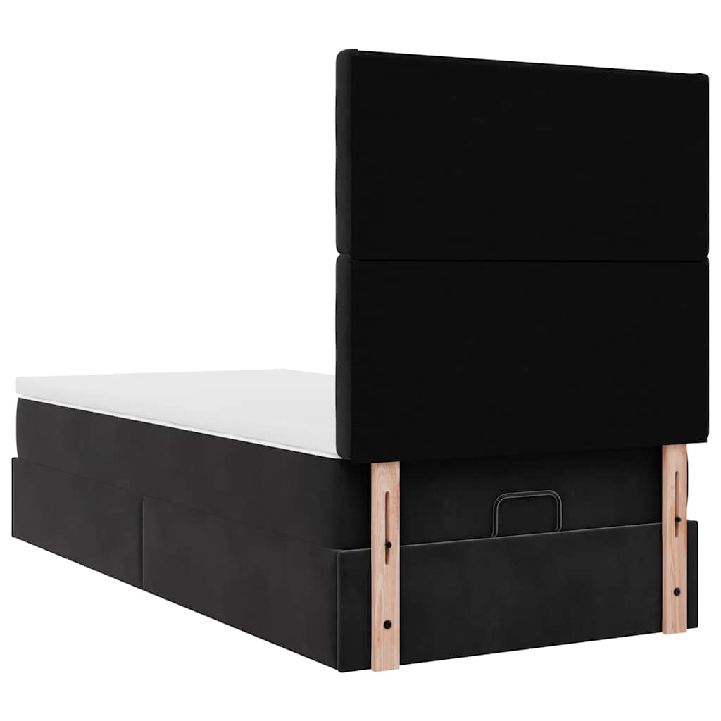 vidaXL Lit-coffre avec matelas et LED Noir 90x200 cm Velours