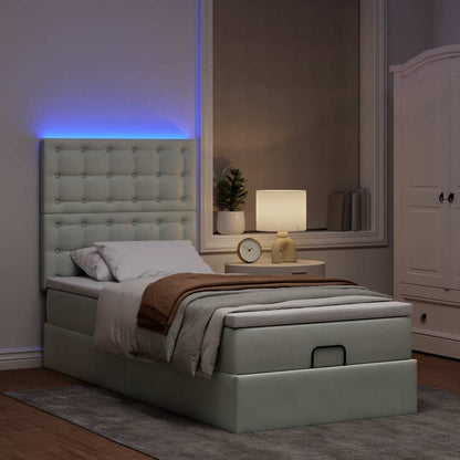 vidaXL Lit ottoman avec matelas et LED Gris clair 100x200 cm Velours