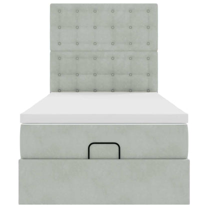 vidaXL Lit ottoman avec matelas et LED Gris clair 100x200 cm Velours