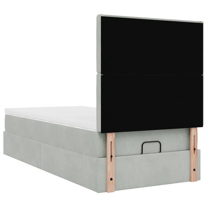 vidaXL Lit ottoman avec matelas et LED Gris clair 100x200 cm Velours