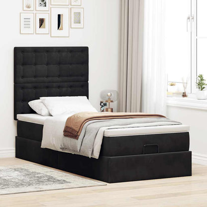 vidaXL Lit ottomane avec matelas et LED Noir 100x200 cm Velours