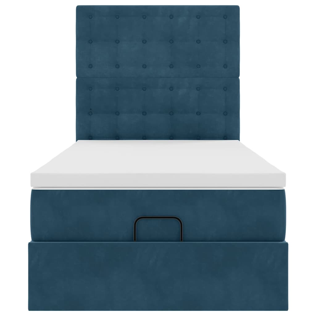 vidaXL Lit ottoman avec matelas et LED Bleu foncé 100x200 cm Velours