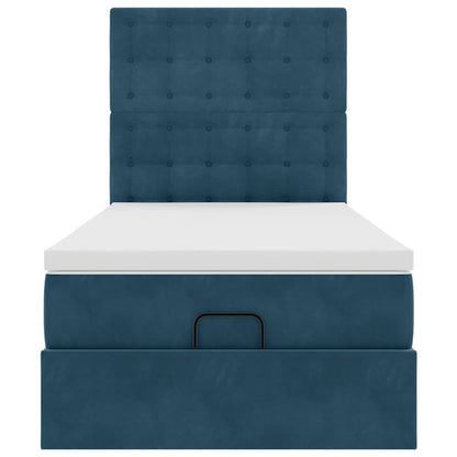 vidaXL Lit ottoman avec matelas et LED Bleu foncé 100x200 cm Velours