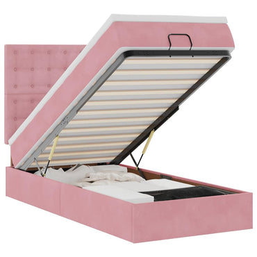 vidaXL Lit ottoman avec matelas et LED Rose 100x200 cm Velours