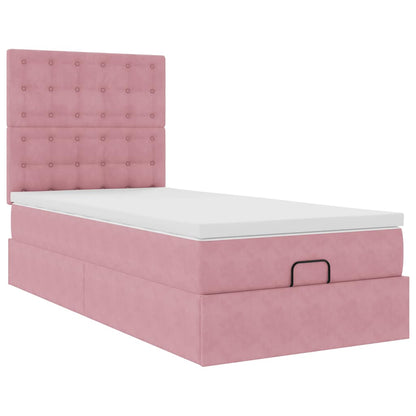 Ottoman-Bett mit Matratzen & LEDs Rosa 100x200 cm Samt