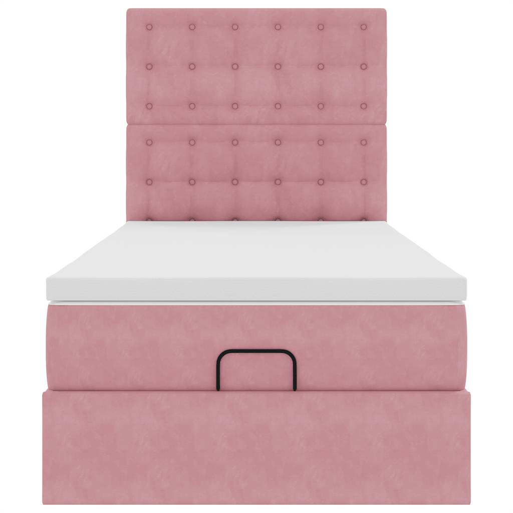 Ottoman-Bett mit Matratzen & LEDs Rosa 100x200 cm Samt