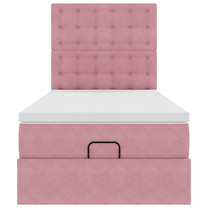 Ottoman-Bett mit Matratzen & LEDs Rosa 100x200 cm Samt