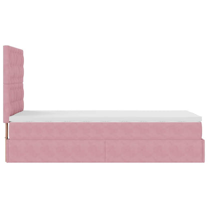 Ottoman-Bett mit Matratzen & LEDs Rosa 100x200 cm Samt