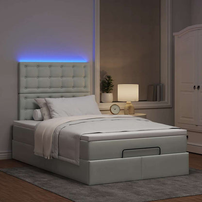 Ottoman-Bett mit Matratzen & LEDs Hellgrau 120x190 cm Samt