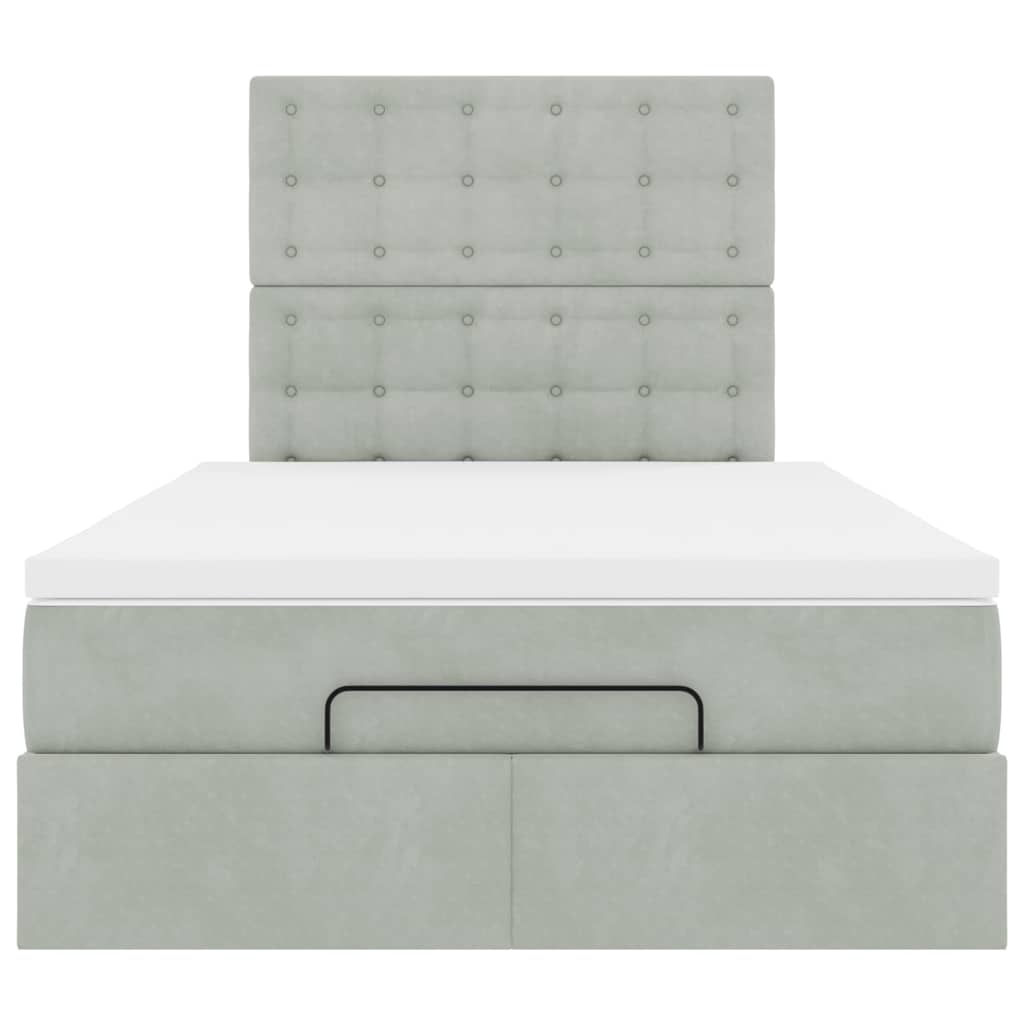 Ottoman-Bett mit Matratzen & LEDs Hellgrau 120x190 cm Samt