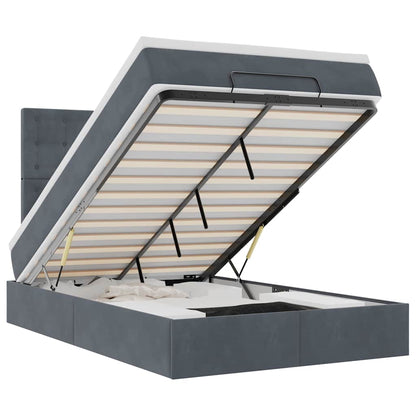 Ottoman-Bett mit Matratzen & LEDs Dunkelgrau 120x190 cm Samt