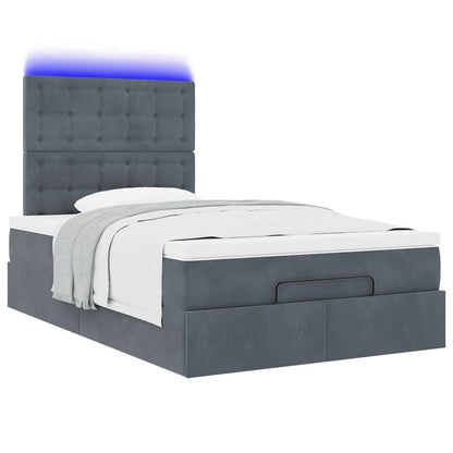 Ottoman-Bett mit Matratzen & LEDs Dunkelgrau 120x190 cm Samt