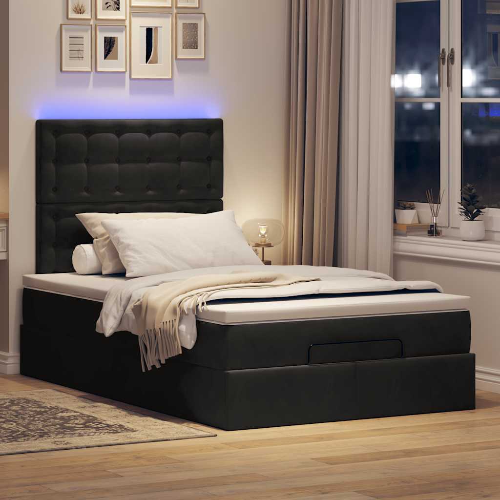 vidaXL Lit coffre avec matelas et LED Noir 120x190 cm Velours