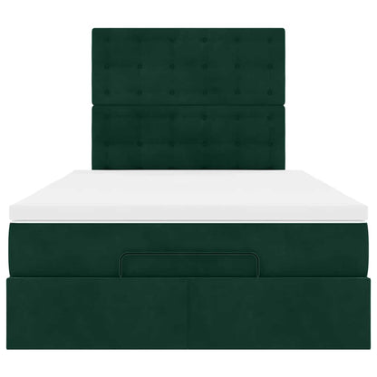 vidaXL Ottoman-Bett mit Matratzen & LEDs Dunkelgrün 120x190 cm Samt