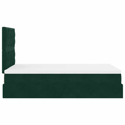 vidaXL Ottoman-Bett mit Matratzen & LEDs Dunkelgrün 120x190 cm Samt