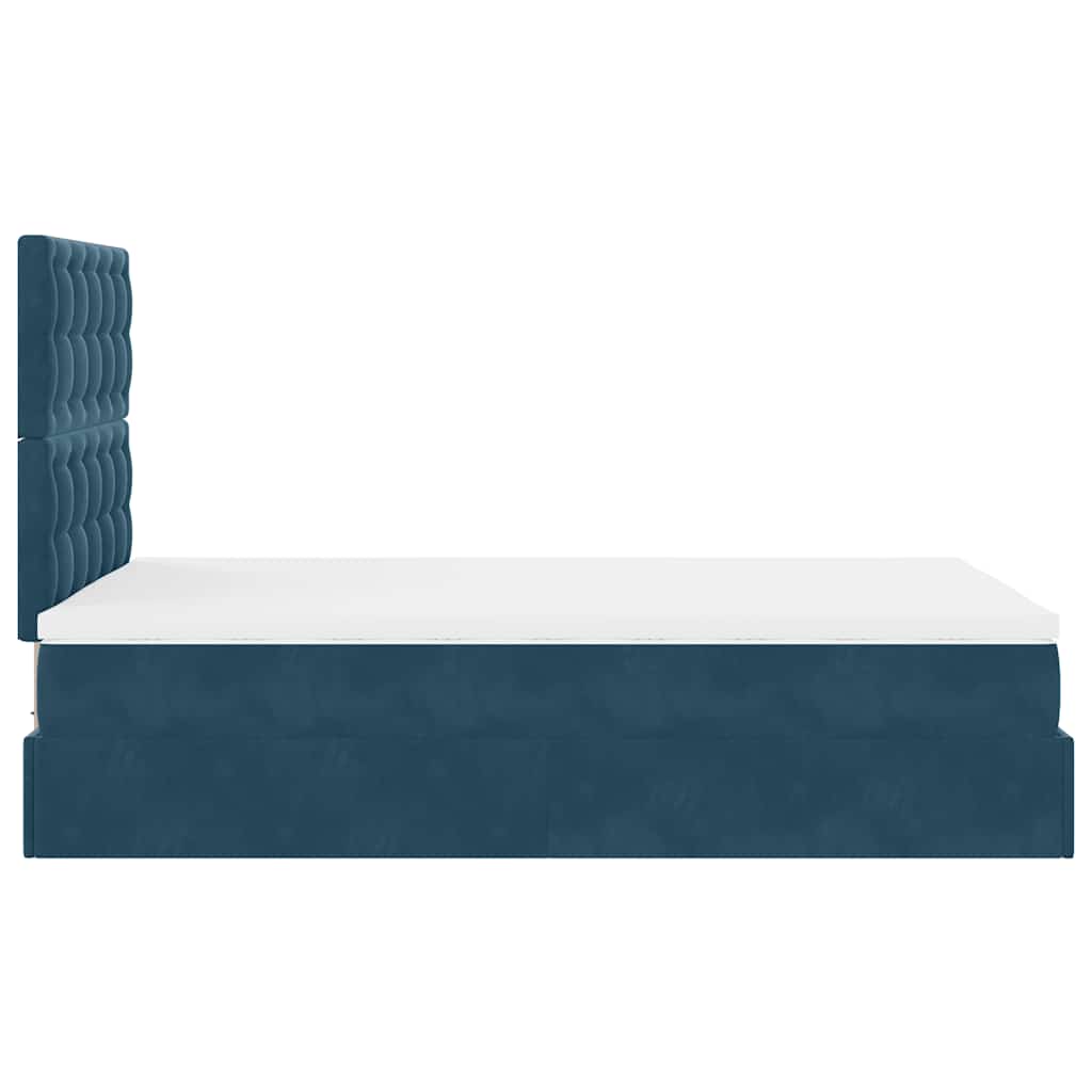 vidaXL Ottoman-Bett mit Matratzen & LEDs Dunkelblau 120x190 cm Samt
