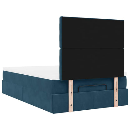 vidaXL Ottoman-Bett mit Matratzen & LEDs Dunkelblau 120x190 cm Samt