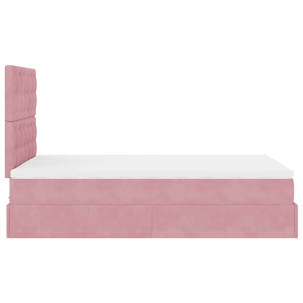Ottoman-Bett mit Matratzen & LEDs Rosa 120x190 cm Samt