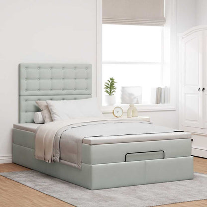 vidaXL Ottoman-Bett mit Matratzen & LEDs Hellgrau 120x200 cm Samt