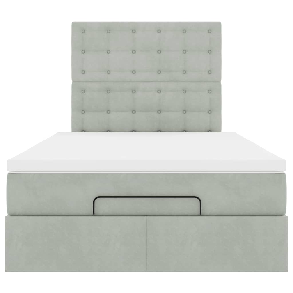 Ottoman-Bett mit Matratzen & LEDs Hellgrau 120x200 cm Samt