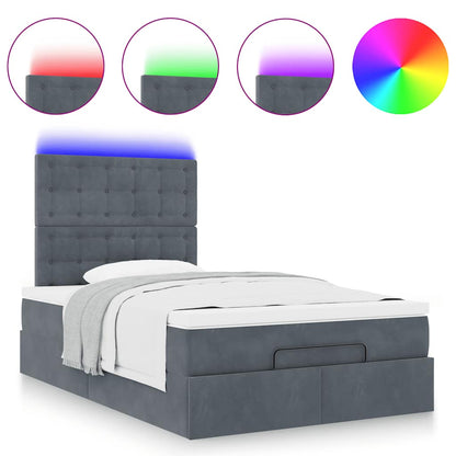 vidaXL Lit-coffre avec matelas et LED Gris foncé 120x200 cm Velours