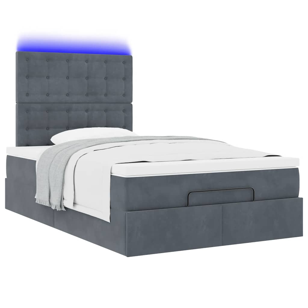 vidaXL Lit-coffre avec matelas et LED Gris foncé 120x200 cm Velours