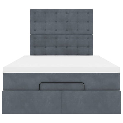 vidaXL Lit-coffre avec matelas et LED Gris foncé 120x200 cm Velours