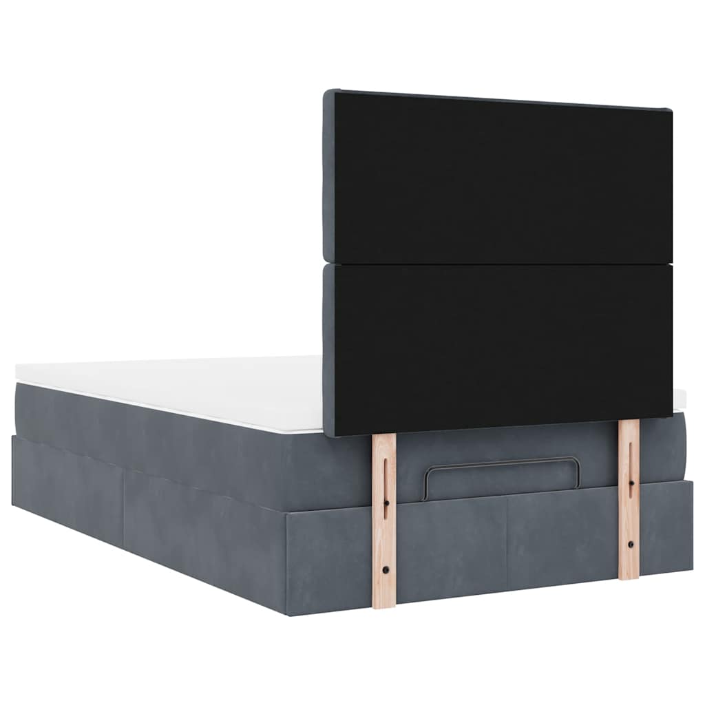 vidaXL Lit-coffre avec matelas et LED Gris foncé 120x200 cm Velours