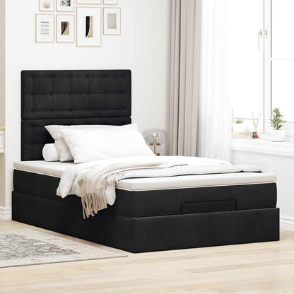 vidaXL Ottoman-Bett mit Matratzen & LEDs Schwarz 120x200 cm Samt