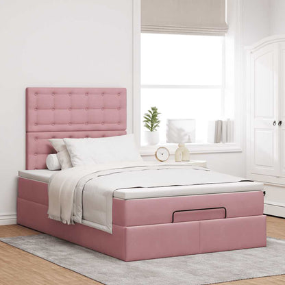 vidaXL Ottoman-Bett mit Matratzen & LEDs Rosa 120x200 cm Samt