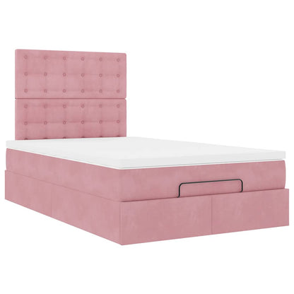 Ottoman-Bett mit Matratzen & LEDs Rosa 120x200 cm Samt