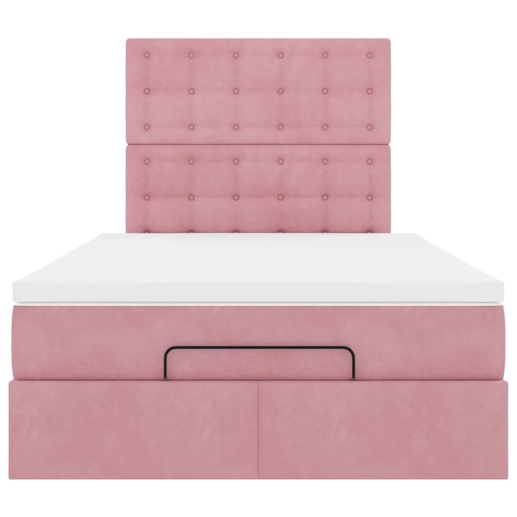 Ottoman-Bett mit Matratzen & LEDs Rosa 120x200 cm Samt