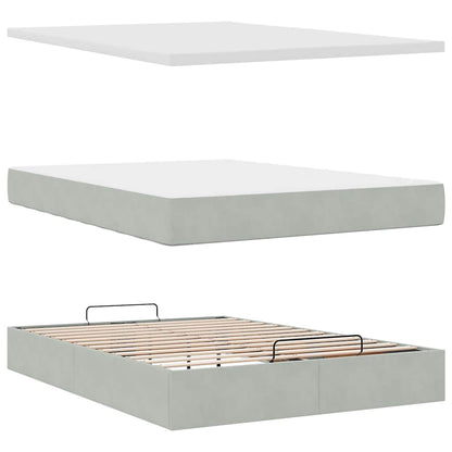 vidaXL Lit ottoman avec matelas et LED Gris clair 140x190 cm Velours