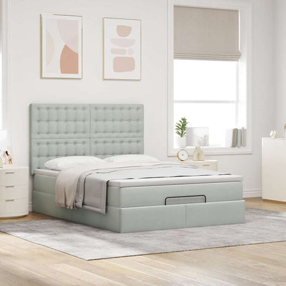 vidaXL Lit ottoman avec matelas et LED Gris clair 140x190 cm Velours