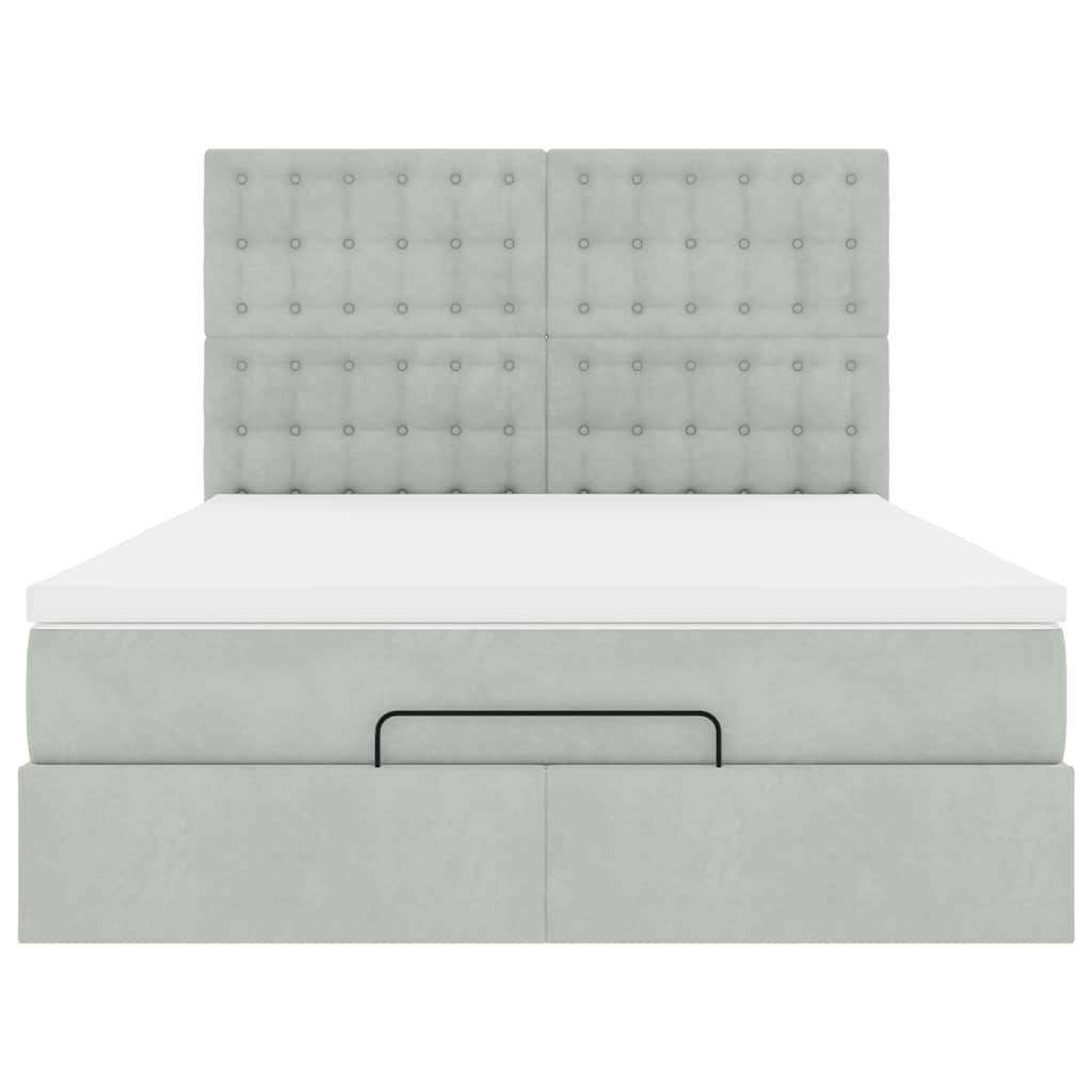 vidaXL Lit ottoman avec matelas et LED Gris clair 140x190 cm Velours