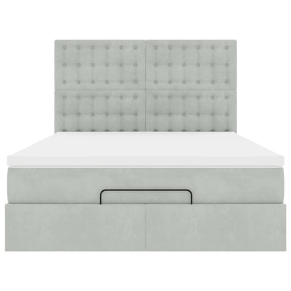 vidaXL Lit ottoman avec matelas et LED Gris clair 140x190 cm Velours